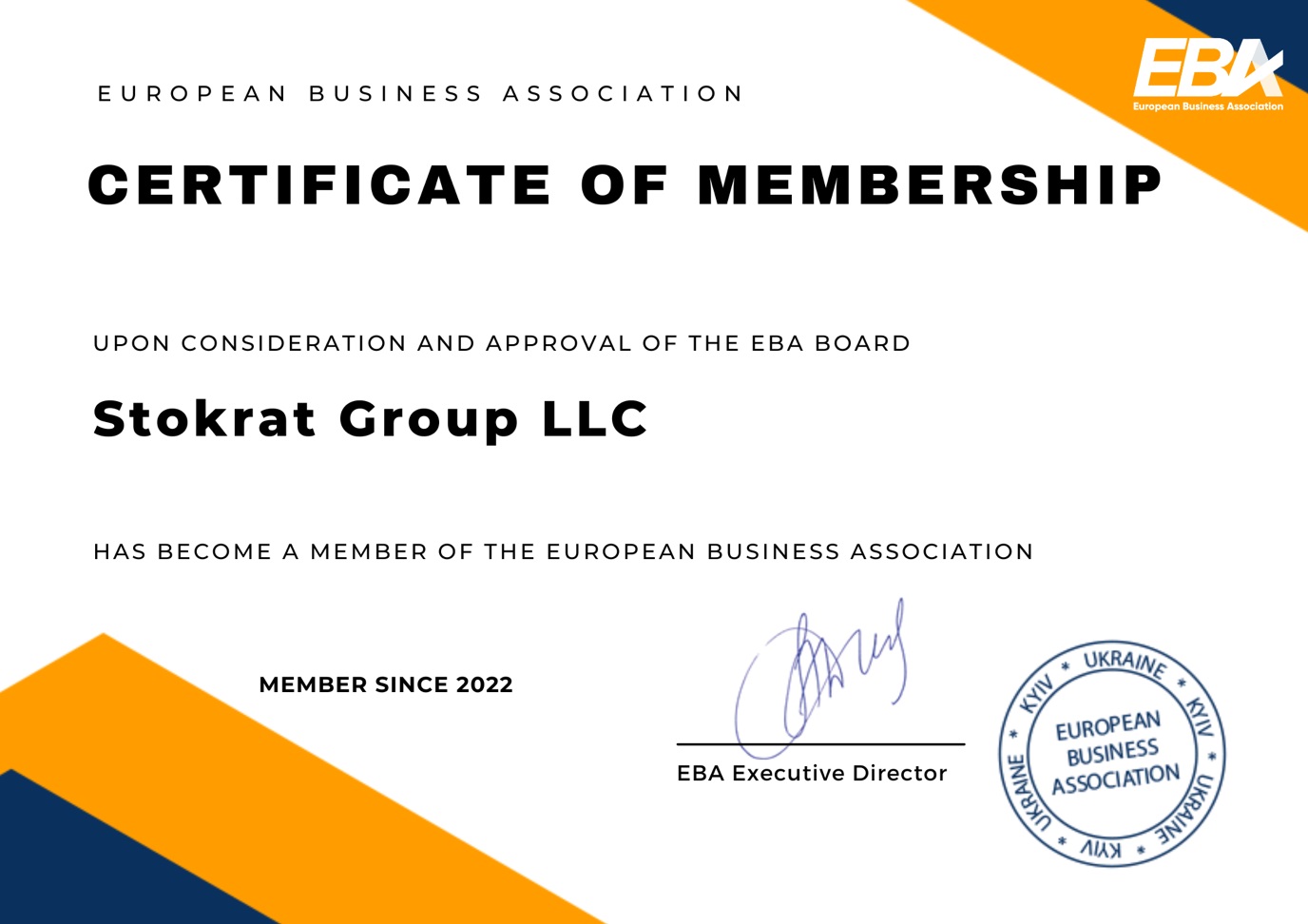 Membership at European Business Association: 2022-2023